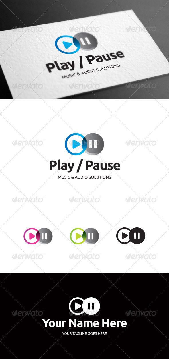 Play pause logo template