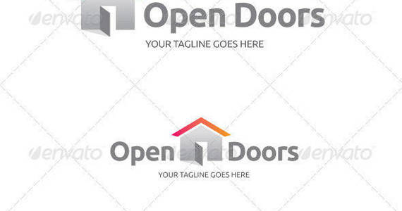 Box open doors logo template
