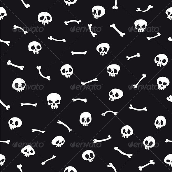 Cartoon skulls seamless pattern