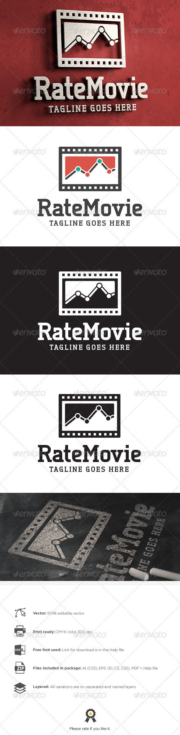 Rate movie logo template preview