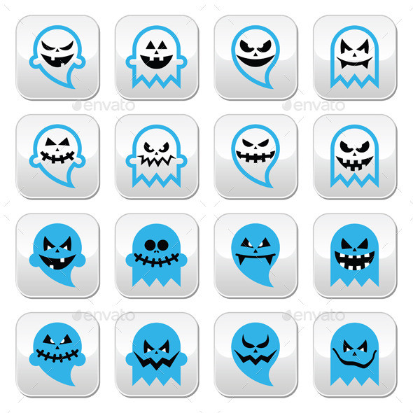 Ghost scary buttons set prev