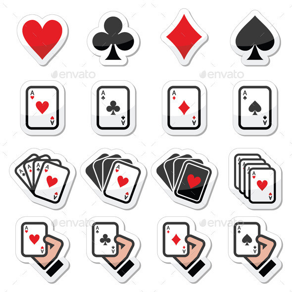 Playing cards labels set prev