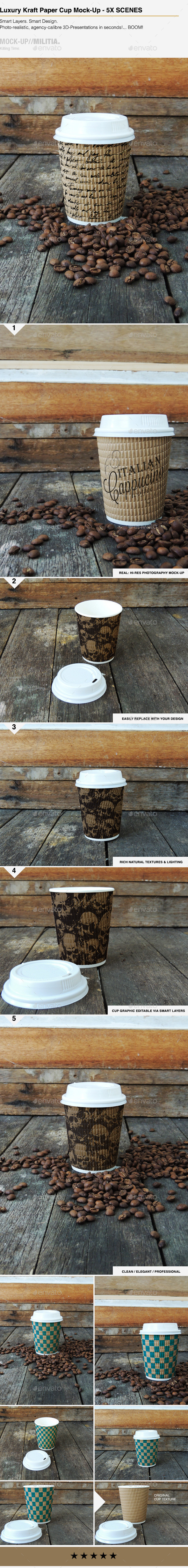 Luxury kraft paper coffee cup mock up prvw