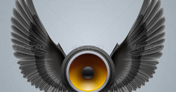 Box music speaker with black wings crow 03 590