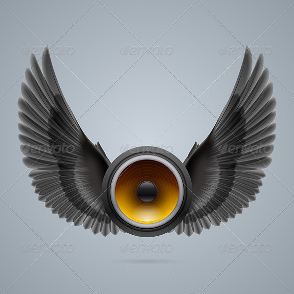Music speaker with black wings crow 03 590