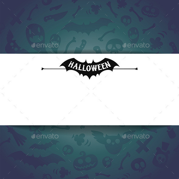 White paper sheet on blue halloween background
