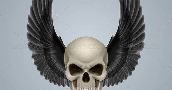 Box evil skull with black wings crow 02 590