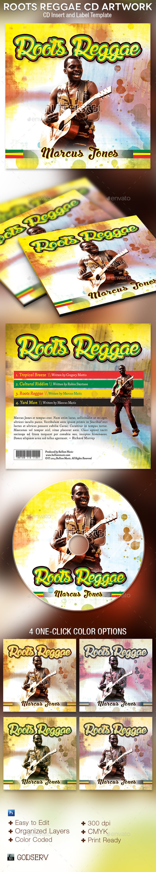 Roots reggae music cd template preview