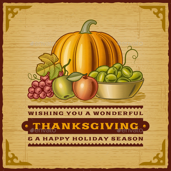 P vintage thanksgiving card