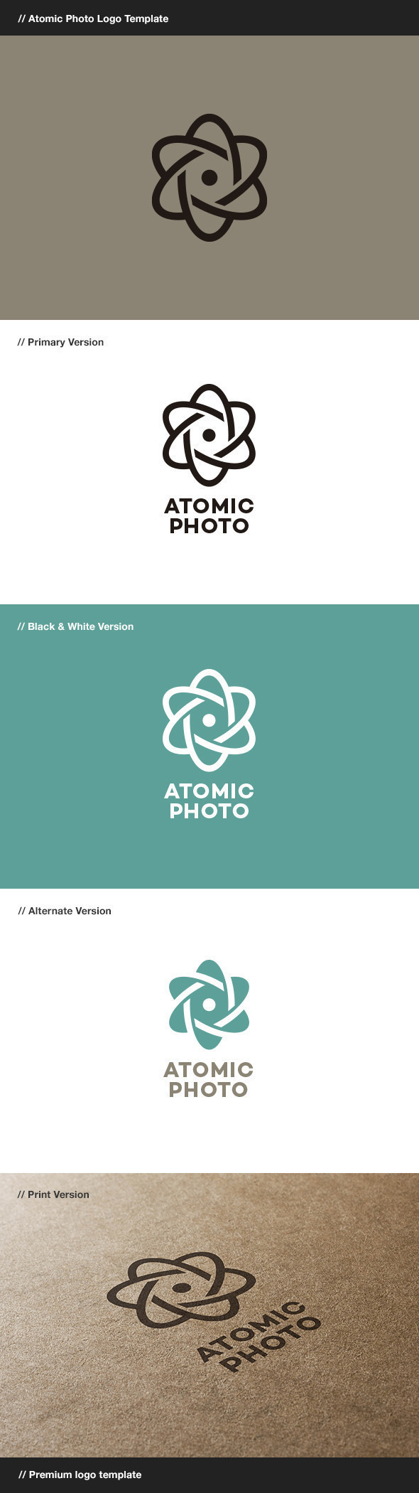 Atomic atom photo photography photographer logo brand mark