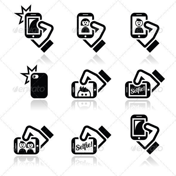 Selfie icons set prev