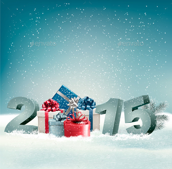 01 holiday background with presents and 2015 t