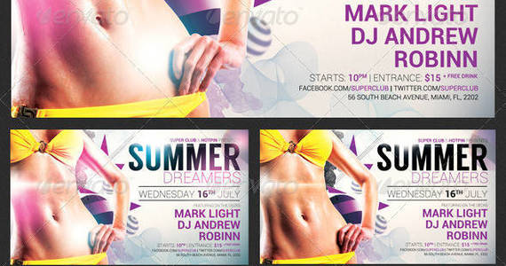 Box summer dreamers party flyer template preview