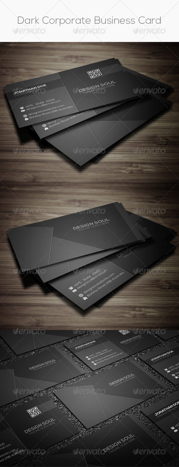 Dark corporate business card preview
