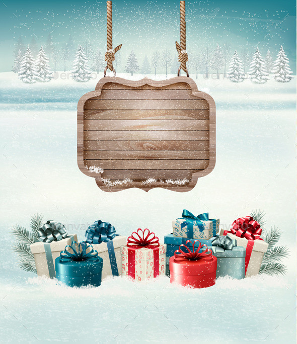 01 holiday background with landscare and presents t