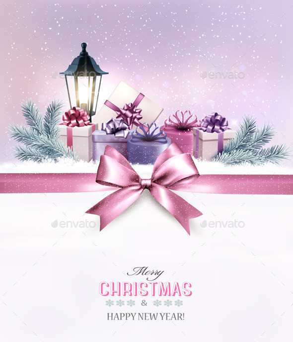 01 holiday background with winter tree and gift boxes t