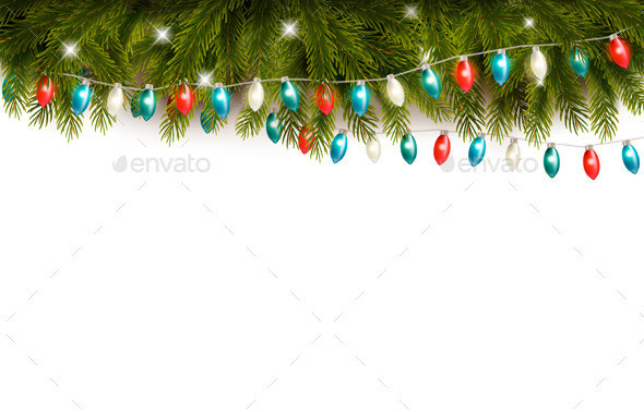 01 holiday background with branch of tree and garland t