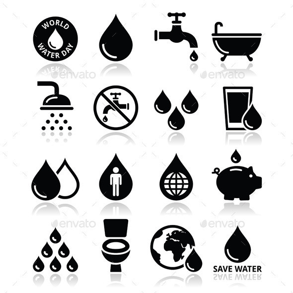 Water day icons set prev