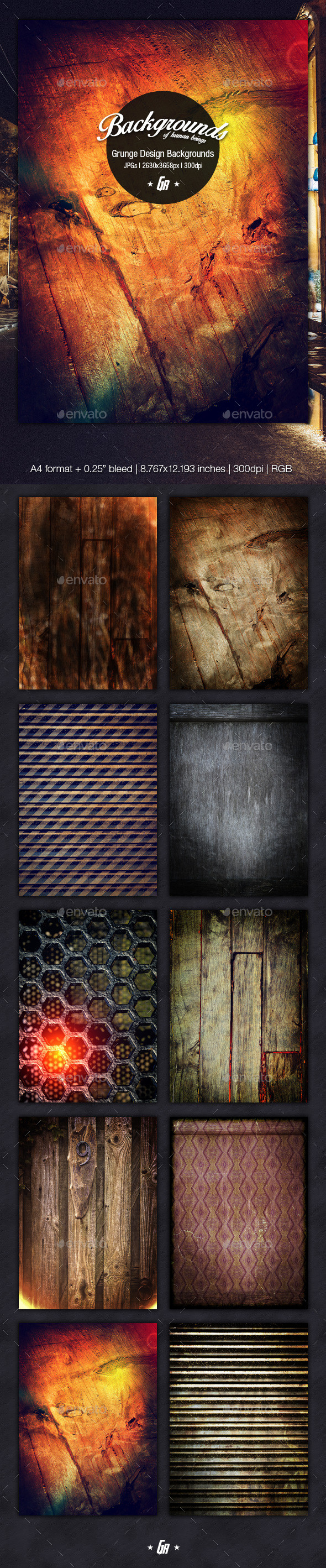 A4 grunge design backgrounds preview