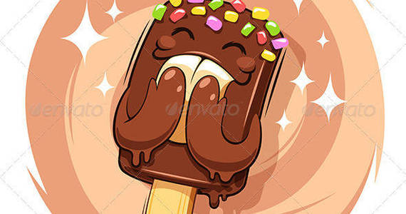 Box happy cartoon chocolate ice cream round