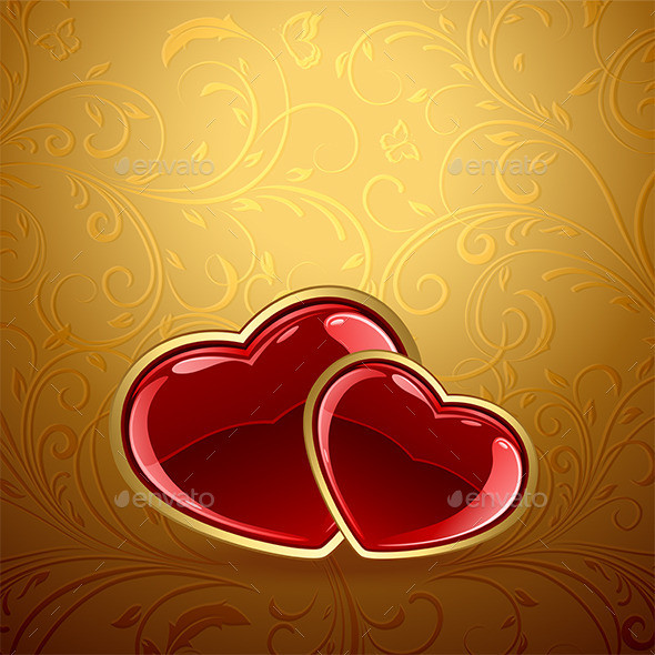 Red 20hearts 20on 20golden 20background 201