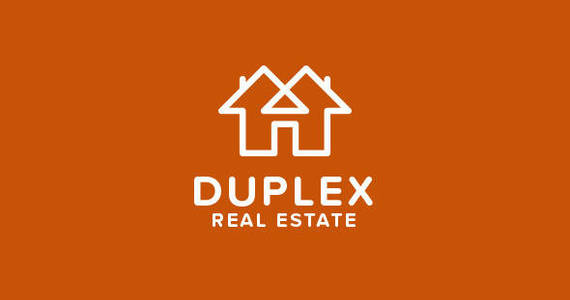 Box duplex home house real estate construction logo brand mark