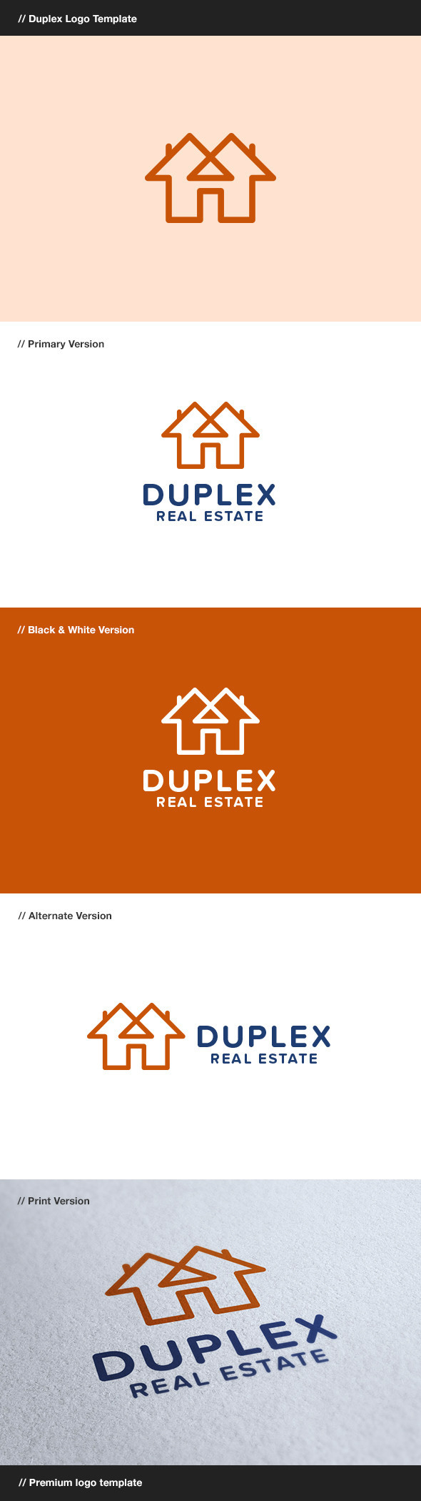 Duplex home house real estate construction logo brand mark