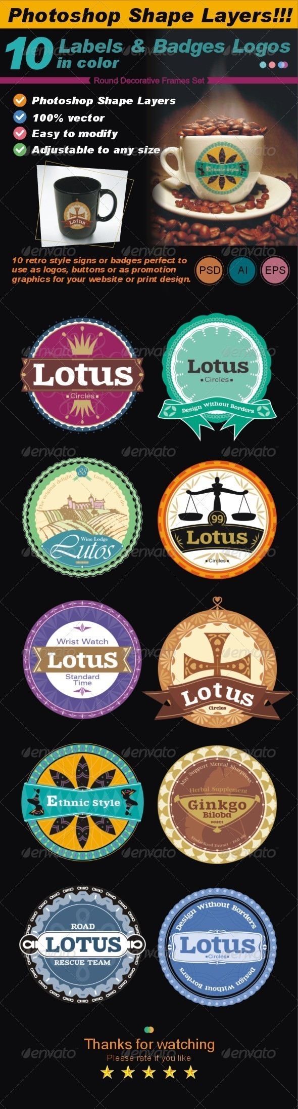 Yayago 10 labels badges logos ad