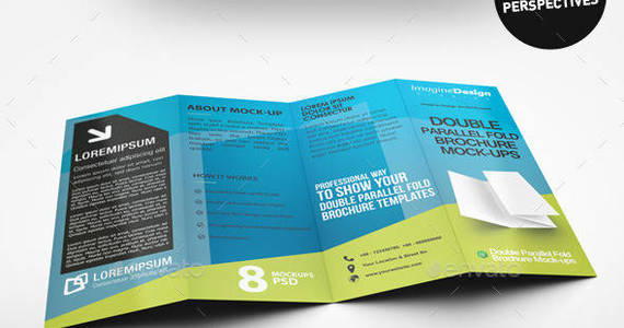 Box double parallel fold brochure mockup