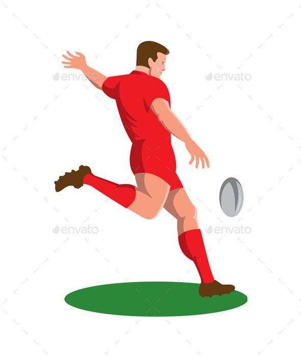 Rugby player kick ball rear prvw