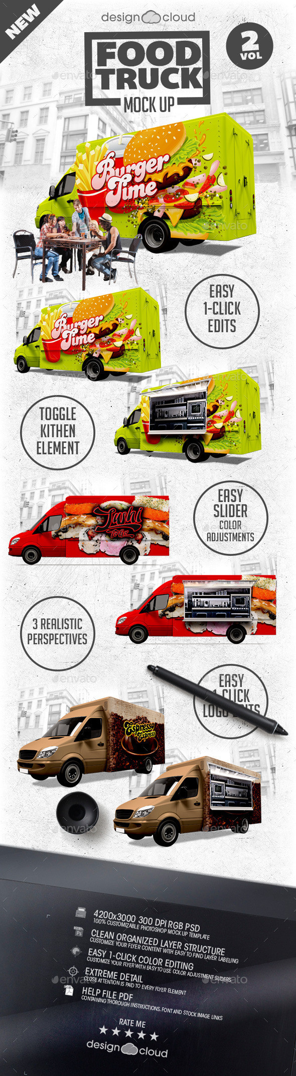 Preview food truck mock up kit vol 02