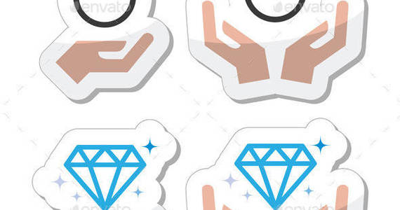 Box hands diamond engagement ring labels set prev