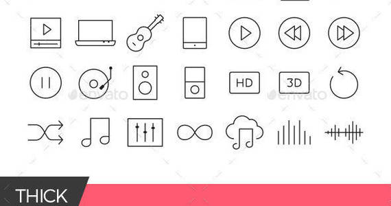 Box multimedia line icons