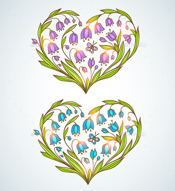 Blue floral heart590