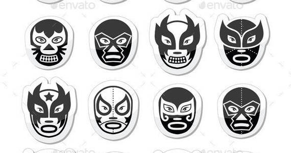 Box lucha libre mexican wrestling masks labels black prev