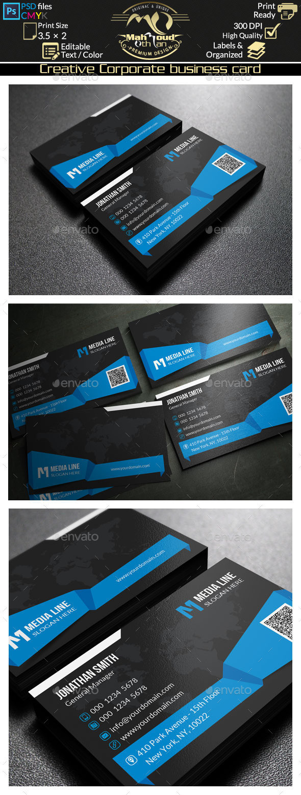 Blue creative corporate business card 67 preview