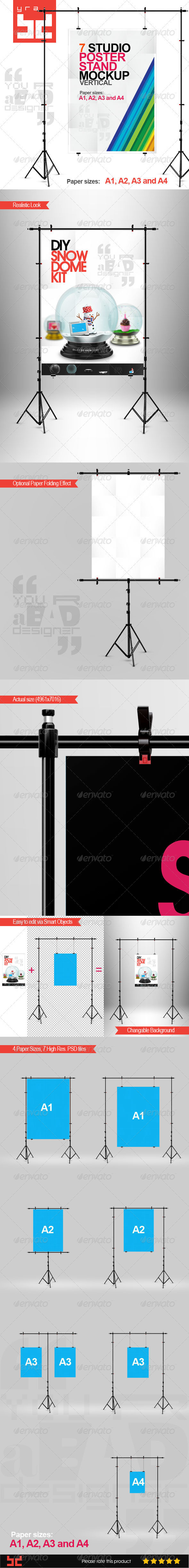 Poster stand vertical mockup