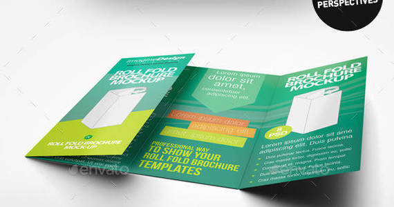 Box roll fold brochure mockup
