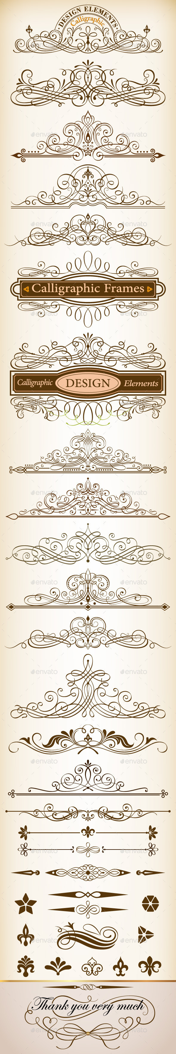 Calligraphic 20design 20elements 20vector 20set