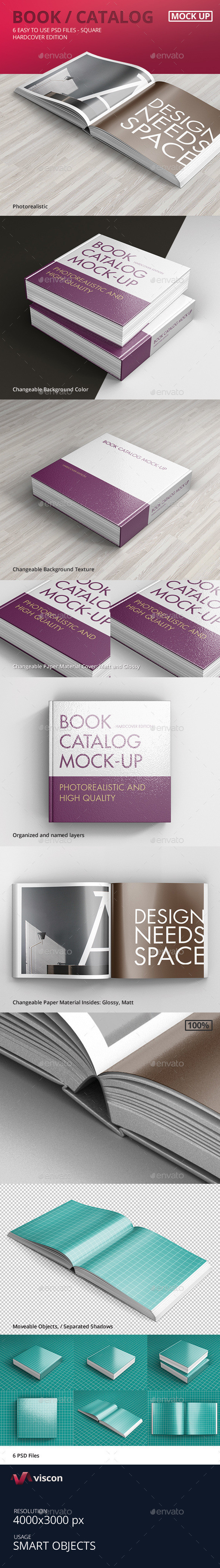 Book catalog hardcover square productimage
