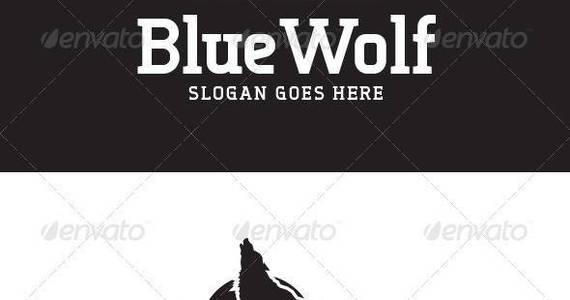 Box blue wolf logo template preview
