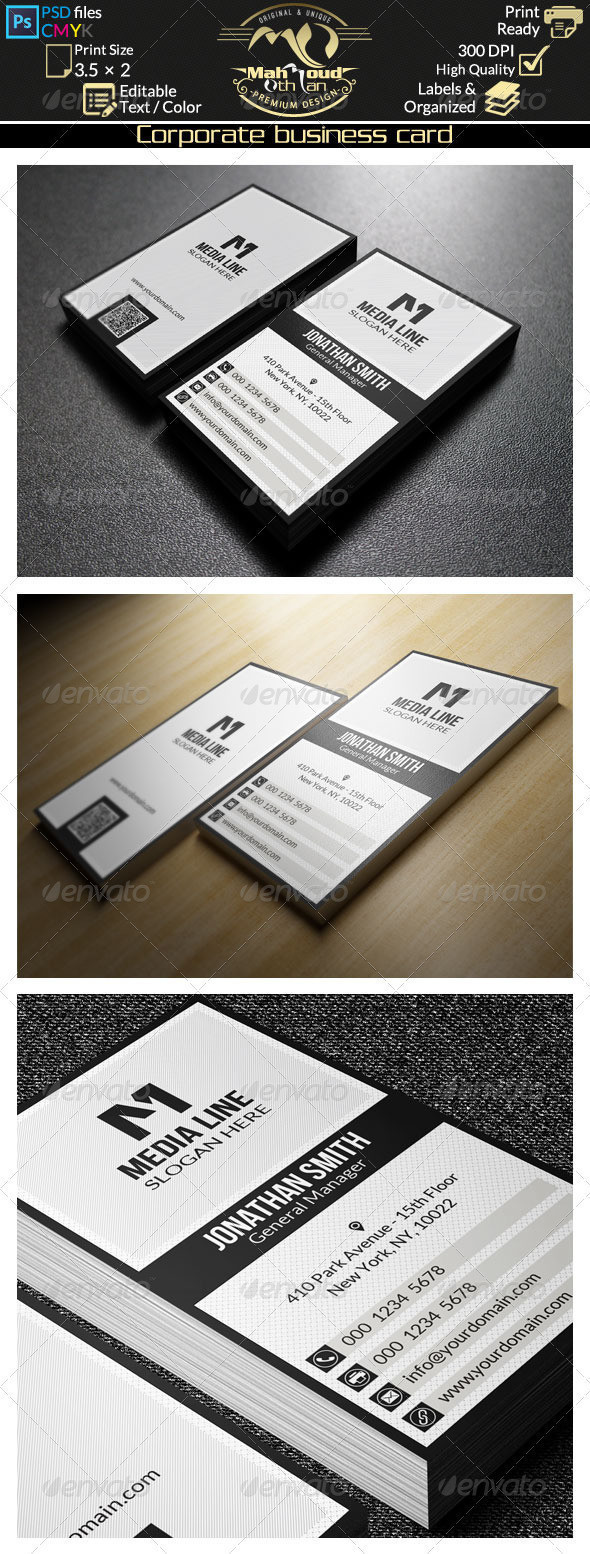 30 modern black and white corporate business card preview