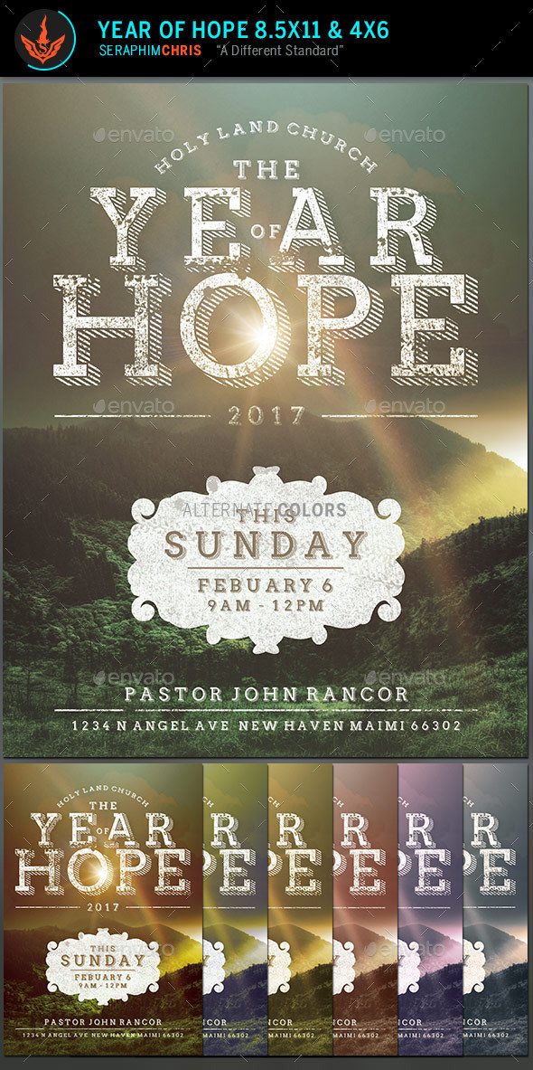 Year of hope rustic church flyer template preview