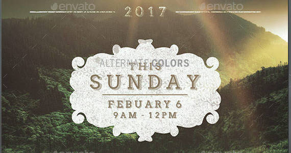 Box year of hope rustic church flyer template preview