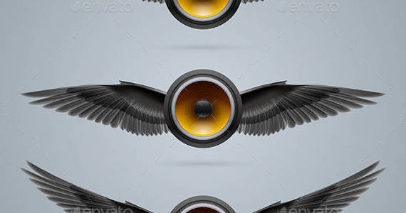 Box music speaker with black wings crow 01 590