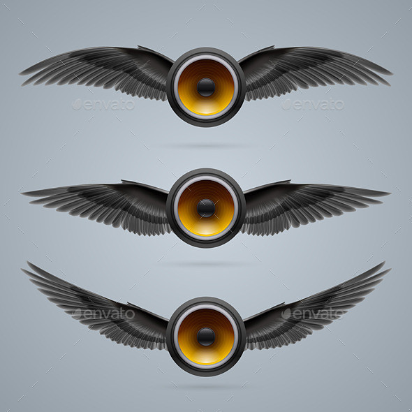 Music speaker with black wings crow 01 590