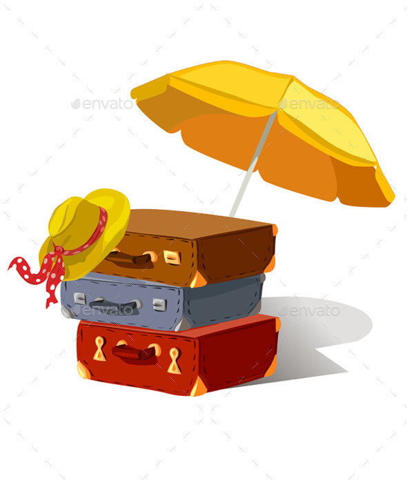 Suitcases 20beach 20umbrella 20hat image 20preview