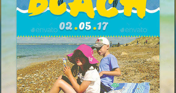 Box church picnic on the beach flyer template preview