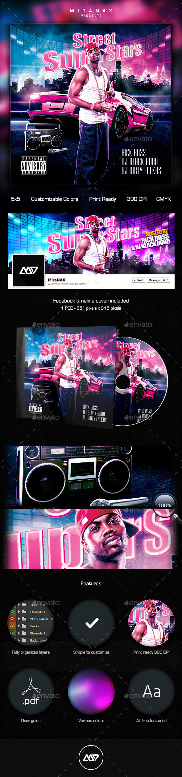 Rap hip hop mixtape cd album cover