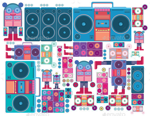 Boombox cartoon character preview